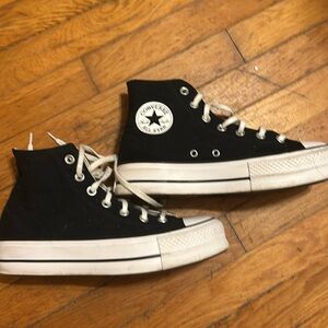 Gently used black platform converse